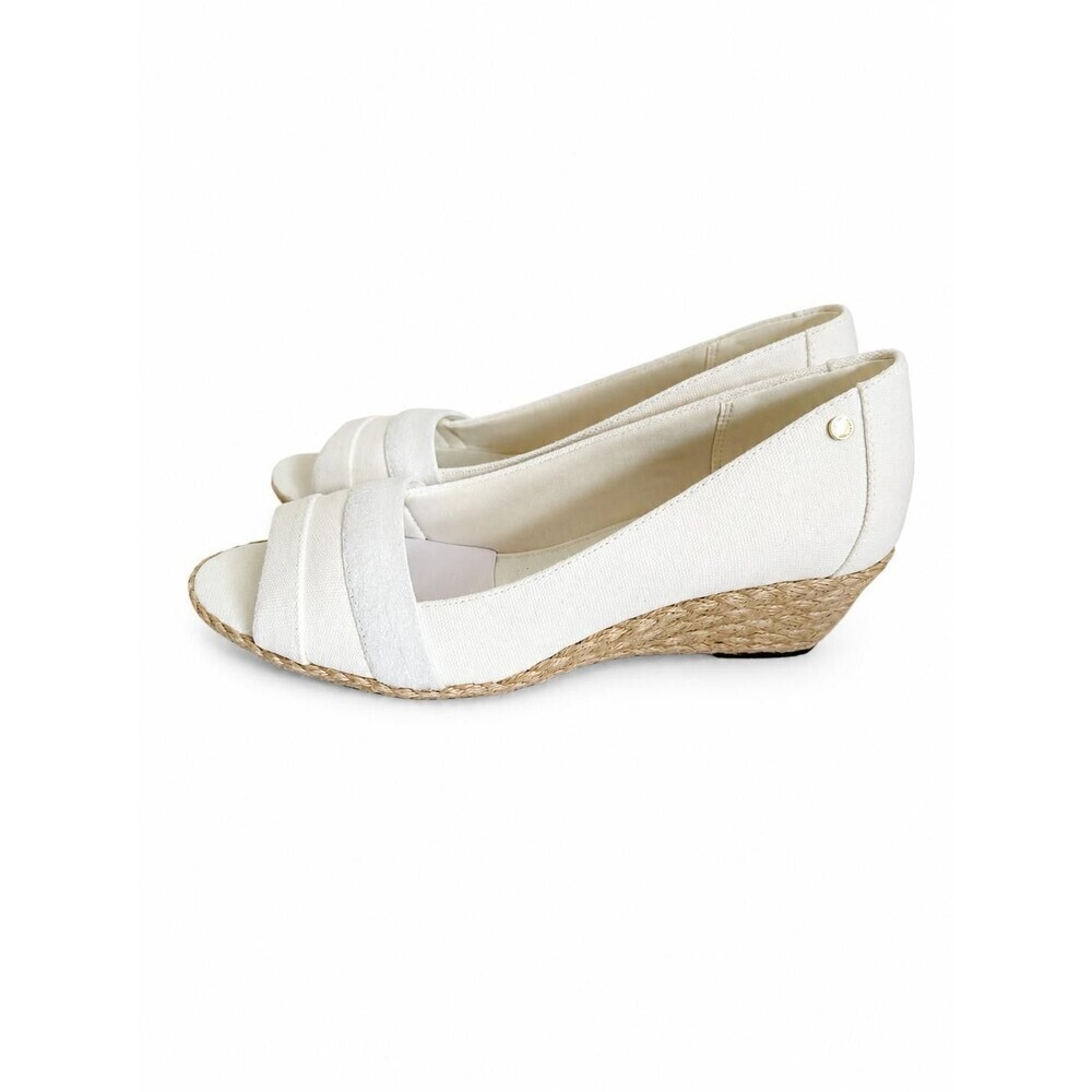Aubrey Lynn Womenss White Espadrille Wedge Sandals Open Toe Size 9.5